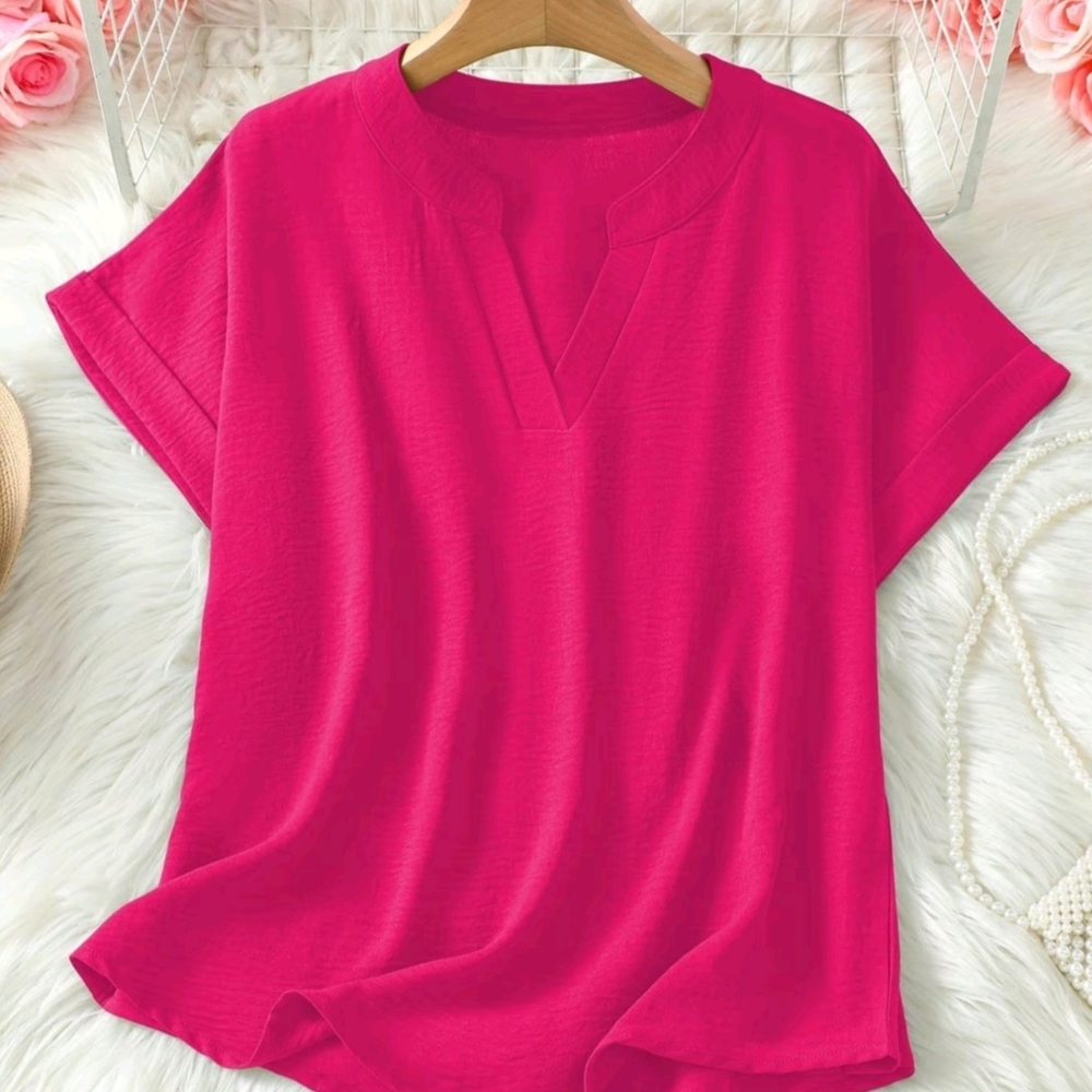 Women's Pink V-Neck Top